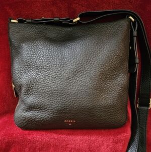 Fossil Preston Black Pebble Leather Crossbody